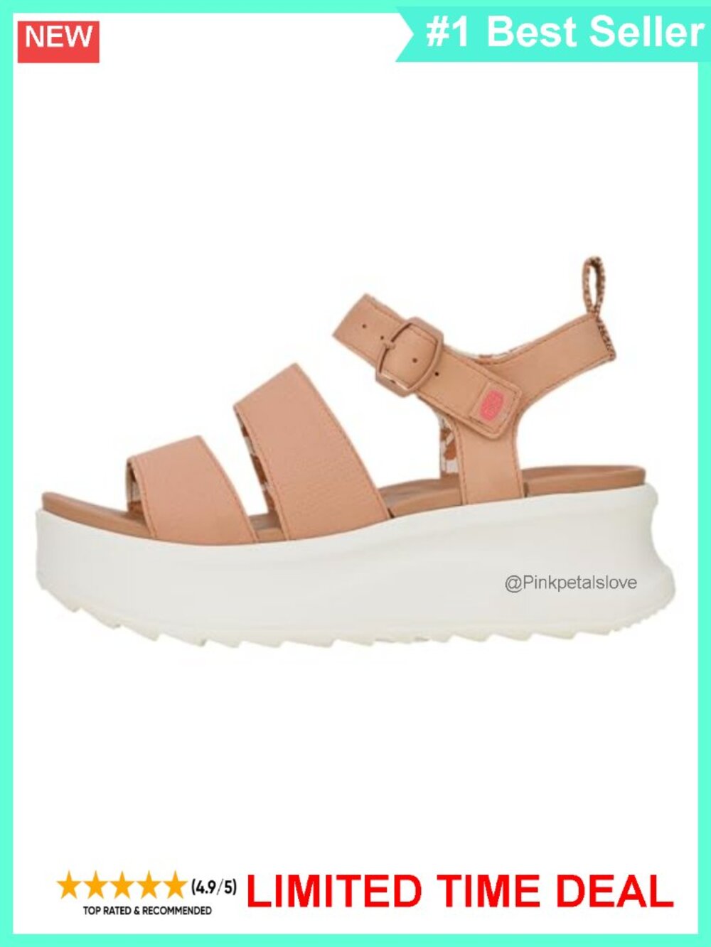 Platform Sandal Adjustable Buckle Synthetic Upper Textile Lining